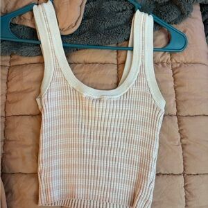 Cream Ribbed Knit Women's Top